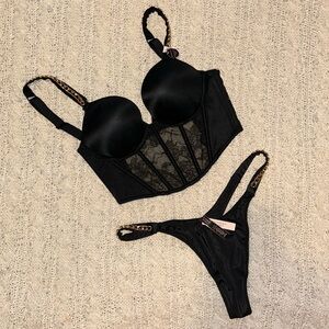 Victoria's Secret Black Lace Bustier Set